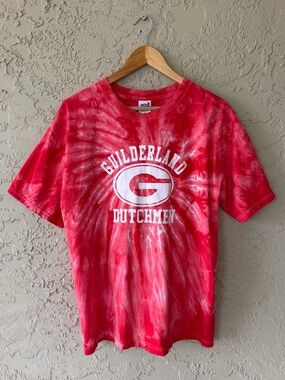 Guilderland Dutchmen Red Tie Dye Graphic T-Shirt Large
